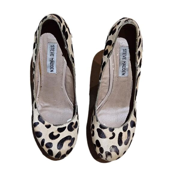 gyaru mcbling leopard print pony hair leather wedges - Picture 2 of 5